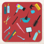 モダンHairstylistカラフルツールキットコースター スクエアペーパーコースター (正面)