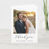 モダンHand Script結婚の写真サンキューカード サンキューカード (正面)