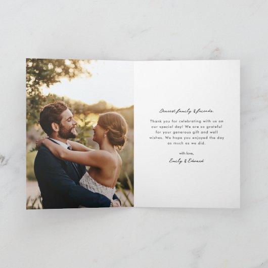 モダンHand Script結婚の写真サンキューカード サンキューカード (内部)