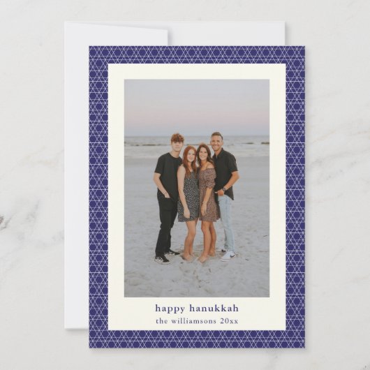 モダンHanukkahスターエレガントライン青 シーズンカード (正面)