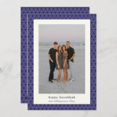 モダンHanukkahスターエレガントライン青 シーズンカード (正面/裏面)