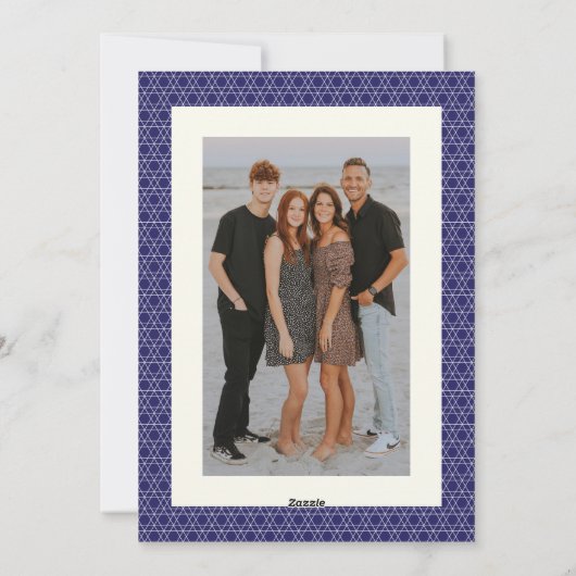 モダンHanukkahスターエレガントライン青 シーズンカード (裏面)