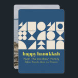 モダンHanukkah Blue幾何学写真 シーズンカード<br><div class="desc">Happy Hanukkahと青のシンプルこのモダンと幾何学的なアートカードを言えパーソナライズされた、あなたの名前と写真。</div>