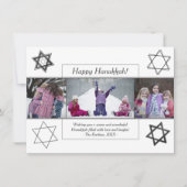 モダンHanukkah Monochrome Star of David 3写真 シーズンカード (正面)