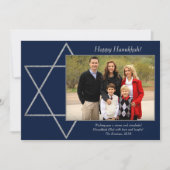 モダンHanukkah Silver Blue Star of David写真 シーズンカード (正面)