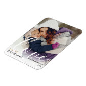 モダンHappy Christmas Photo Script Love Chic マグネット (左側)