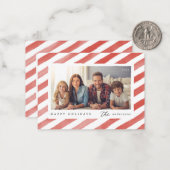 モダンHappy Holidays Christmas Family Photo ノートカード (正面/裏面インサイチュ)