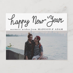 モダンHappy New Yearタイポグラフィ写真 シーズンポストカード