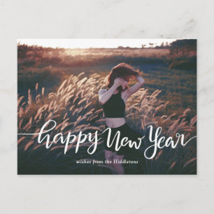 モダンHappy New Yearタイポグラフィ写真 シーズンポストカード