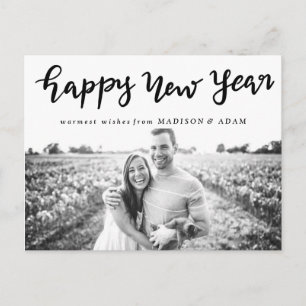 モダンHappy New Yearタイポグラフィ写真 シーズンポストカード