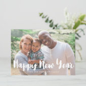 モダンHappy New Yearファミリーフォトカード シーズンカード (スタンド正面)