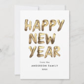 モダンHappy New Year金ゴールド無写真 シーズンカード (正面)