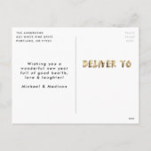 モダンHappy New Year金ゴールド無写真 シーズンポストカード (裏面)