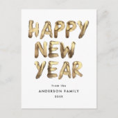 モダンHappy New Year金ゴールド無写真 シーズンポストカード (正面)