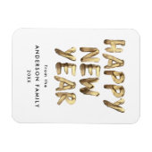 モダンHappy New Year金ゴールド無写真 マグネット (横)