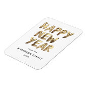 モダンHappy New Year金ゴールド無写真 マグネット (左側)