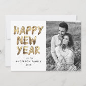 モダンHappy New Year金ゴールドLettered Photo シーズンカード (正面)