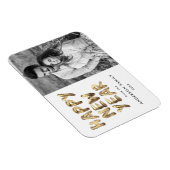 モダンHappy New Year金ゴールドLettered Photo マグネット (右側)