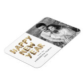 モダンHappy New Year金ゴールドLettered Photo マグネット (左側)