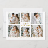 モダンHappy New Year 6フォト金ゴールド シーズンカード (正面)