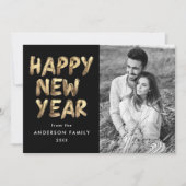 モダンHappy New Year Black and Data写真 シーズンカード (正面)