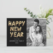 モダンHappy New Year Black and Data写真 シーズンカード (スタンド正面)