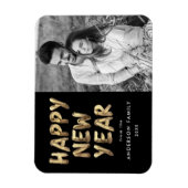 モダンHappy New Year Black and Data写真 マグネット (縦)