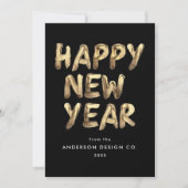 モダンHappy New Year Black and Data Non-Photo シーズンカード (正面)