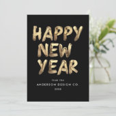 モダンHappy New Year Black and Data Non-Photo シーズンカード (スタンド正面)