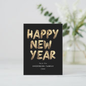 モダンHappy New Year Black and Data Non-Photo シーズンポストカード (スタンド正面)