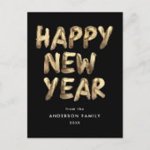 モダンHappy New Year Black and Data Non-Photo シーズンポストカード (正面)