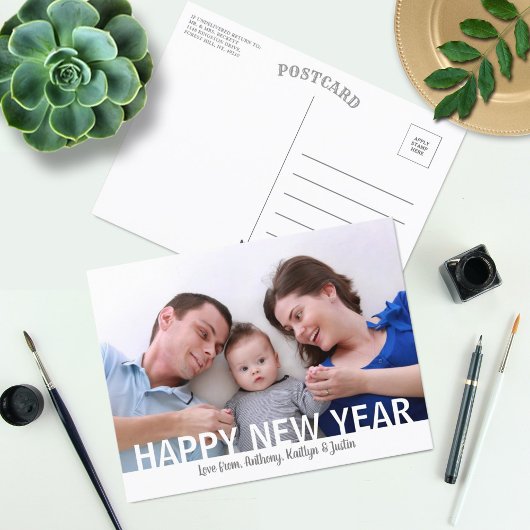 モダンHappy New Year Photo シーズンポストカード
