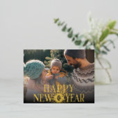 モダンHappy New Year Photo Firework 箔シーズンポストカード (立ち正面)