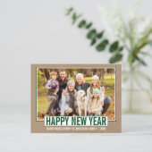モダンHappy New Year Photo Kraft ポストカード (スタンド正面)