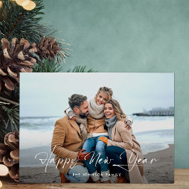 モダンHappy New Year Script Photo シーズンカード