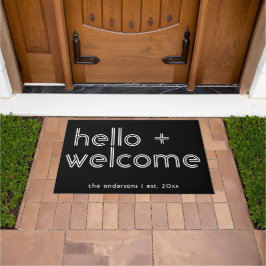 モダンHelloとWelcomeのパーソナライズされた Est Date ドアマット