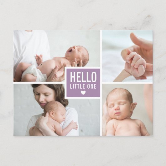 モダンHello and Birth Announcementの写真 ポストカード (正面)