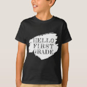 モダンHello First Grade Kids Black Tシャツ (正面)