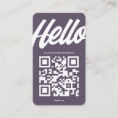 モダンHELLO MONOGRAMロゴDAVY GRAY QRコード 名刺 (正面)