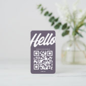 モダンHELLO MONOGRAMロゴDAVY GRAY QRコード 名刺 (スタンド正面)