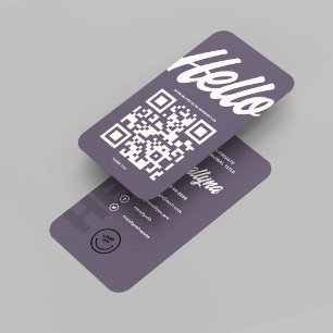 モダンHELLO MONOGRAMロゴDAVY GRAY QRコード 名刺