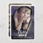 モダンHello New Year Holiday Twoフォトカード シーズンカード (正面/裏面)