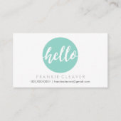 モダンHELLO SCRIPTハンドドロッはっきりしたト可愛いミント 名刺 (正面)
