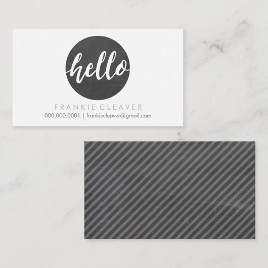 モダンHELLO SCRIPTハンドドローはっきりしたト黒板 名刺 (正面/裏面)