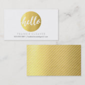 モダンHELLO SCRIPTハンドドローはっきりしたド先端金ゴールドフォイル 名刺 (正面/裏面)