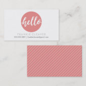 モダンHELLO SCRIPT手描きスポットはっきりしたサンゴ 名刺 (正面/裏面)