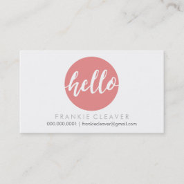 モダンHELLO SCRIPT手描きスポットはっきりしたサンゴ 名刺