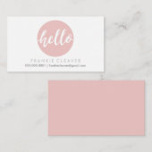モダンHELLO SCRIPT手描きスポットはっきりしたベビーピンク 名刺 (正面/裏面)