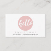 モダンHELLO SCRIPT手描きスポットはっきりしたベビーピンク 名刺 (正面)