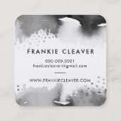 モダンHELLO SCRIPT水芸術品を気取った色スプラッシュグレー スクエア名刺 (裏面)